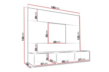 TV-skap Bernice 38x150 cm - Svart - Møbler - TV- & Mediamøbler - TV-skap