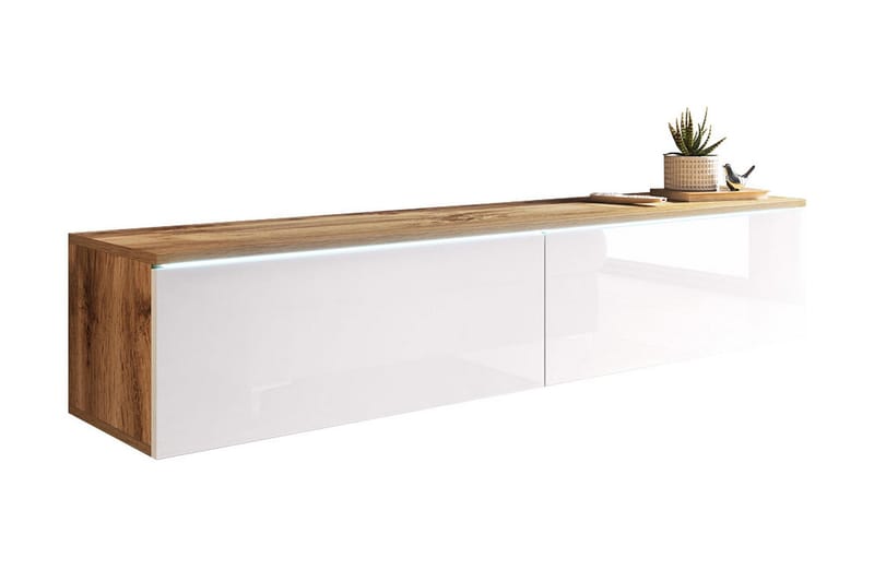 Cuguen Tv-skap 140 cm Hvit LED, Hvit/Natur