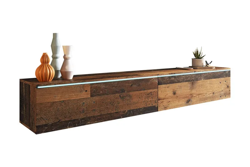 Cuguen Tv-skap 180 cm Hvit LED, Natur