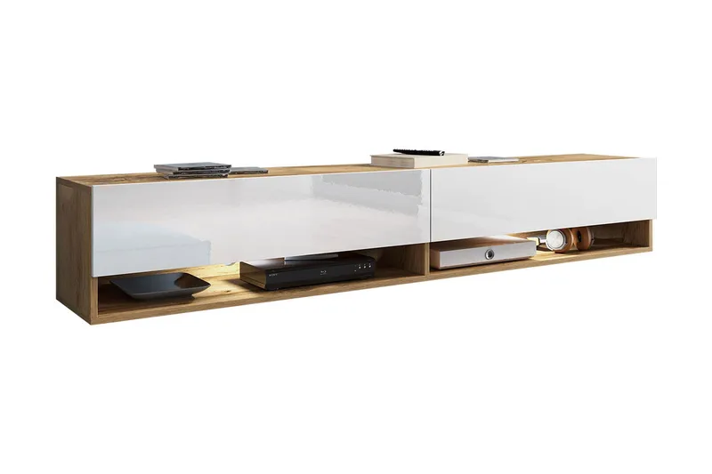 Cuguen Tv-skap 180 cm RGB LED, Hvit/Natur