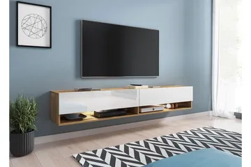 Cuguen Tv-skap 180 cm RGB LED - Hvit/Natur - Møbler - TV- & Mediamøbler - TV-skap