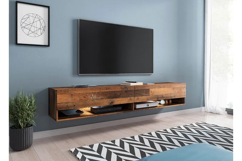 Cuguen Tv-skap 180 cm RGB LED - Natur - Møbler - TV- & Mediamøbler - TV-skap