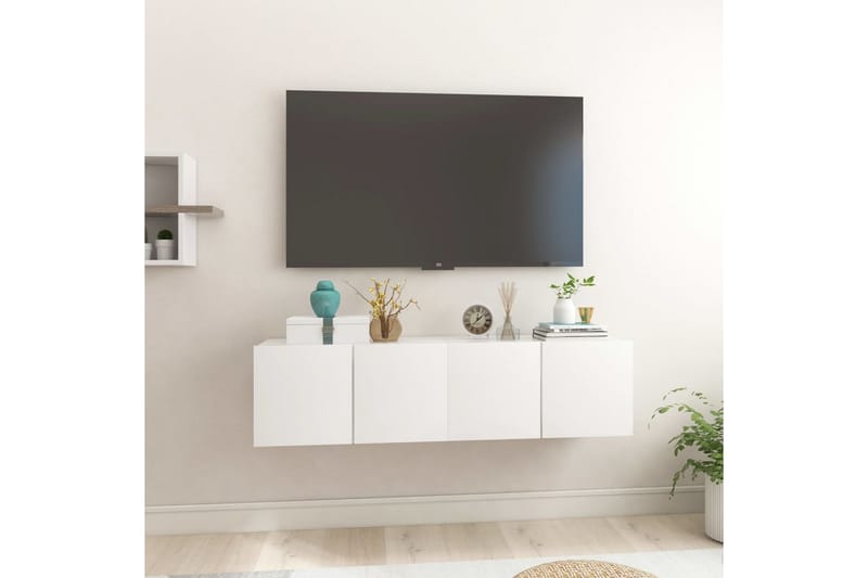 Hengende TV-benker 2 stk høyglans hvit 60x30x30 cm - Hvit - TV-skap