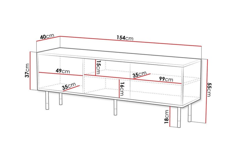 Juniskär Gulvstående TV-benk 154 cm med Oppbevaring i Malt Tre - Svart - Møbler - TV- & Mediamøbler - TV benk & mediabenk
