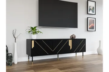 Juniskär Gulvstående TV-benk 154 cm med Oppbevaring i Malt Tre - Svart - Møbler - TV- & Mediamøbler - TV benk & mediabenk