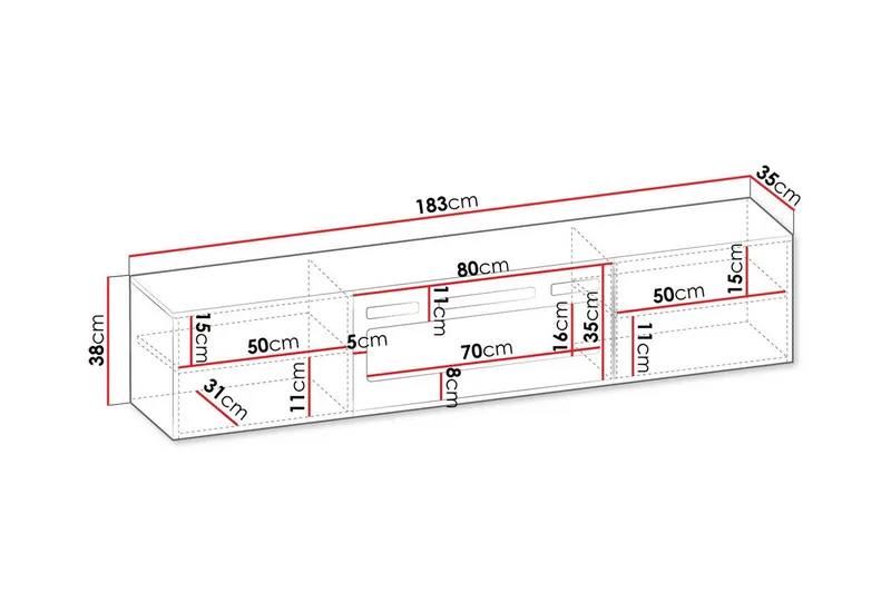 Juniskär TV-benk 183 cm - Hvid - Møbler - TV- & Mediamøbler - TV-skap