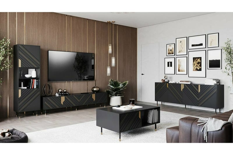 Juniskär TV-benk 204 cm - Svart - Møbler - TV- & Mediamøbler - TV-skap