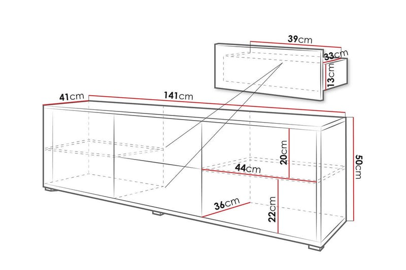 Kintore TV-skap 141 cm - Møbler - TV- & Mediamøbler - TV benk & mediabenk