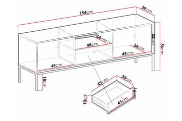 Klinkerville Gulvstående TV-benk 154 cm med Oppbevaring i Malt Tre - Hvit - Møbler - TV- & Mediamøbler - TV benk & mediabenk