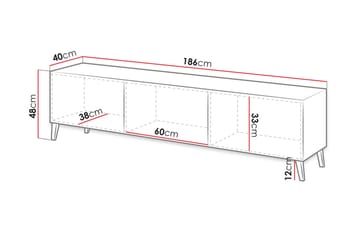 Novaj Gulvstående TV-benk 40 cm med Oppbevaring i Malt Tre - Svart - Møbler - TV- & Mediamøbler - TV benk & mediabenk