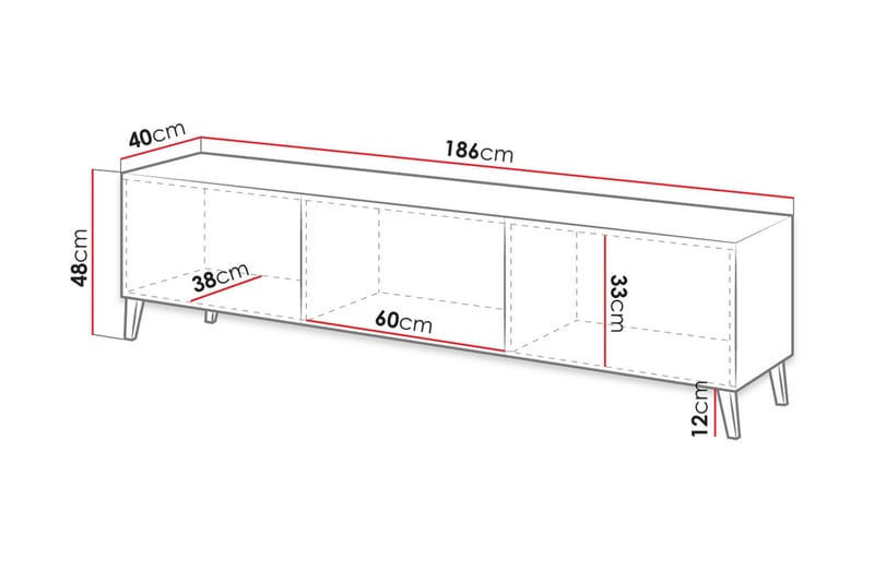 Novaj Gulvstående TV-benk 40 cm med Oppbevaring i Malt Tre - Svart - Møbler - TV- & Mediamøbler - TV benk & mediabenk