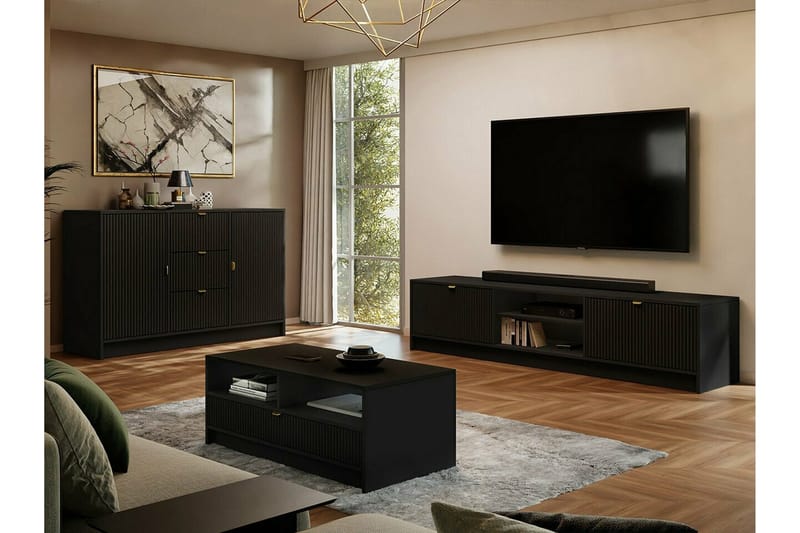 Novaj TV-skap 180 cm - Svart - Møbler - TV- & Mediamøbler - TV benk & mediabenk