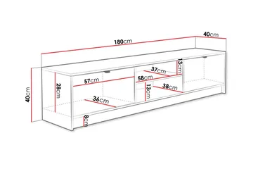 Novaj TV-skap 180 cm - Svart - Møbler - TV- & Mediamøbler - TV benk & mediabenk