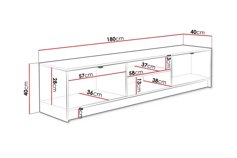 Novaj TV-skap 180 cm - Svart - Møbler - TV- & Mediamøbler - TV benk & mediabenk