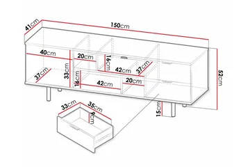 Staffin Gulvstående TV-benk 150 cm med Oppbevaring i Malt Tre - Beige - Møbler - TV- & Mediamøbler - TV benk & mediabenk
