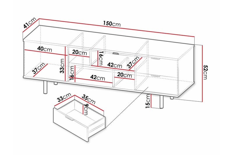 Staffin Gulvstående TV-benk 150 cm med Oppbevaring i Malt Tre - Beige - Møbler - TV- & Mediamøbler - TV benk & mediabenk