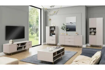 Staffin Gulvstående TV-benk 150 cm med Oppbevaring i Malt Tre - Beige - Møbler - TV- & Mediamøbler - TV benk & mediabenk