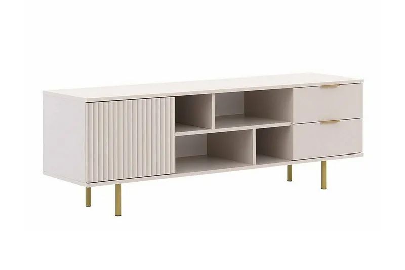 Staffin Gulvstående TV-benk 150 cm med Oppbevaring i Malt Tre, Beige