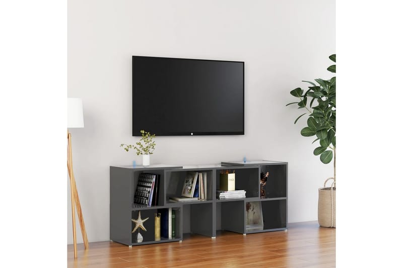 TV-benk høyglans grå 104x30x52 cm sponplate - Grå - TV-skap
