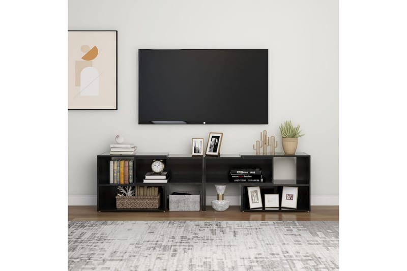 TV-benk høyglans svart 149x30x52 cm sponplate - Svart - TV-skap