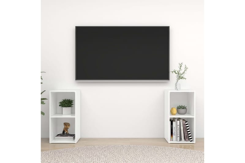 TV-benker 2 stk høyglans hvit 72x35x36,5 cm sponplate - Hvit - TV-skap