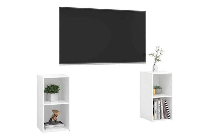 TV-benker 2 stk høyglans hvit 72x35x36,5 cm sponplate - Hvit - TV-skap