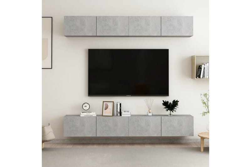 TV-benker 4 stk betonggrå 100x30x30 cm sponplate - Grå - TV-skap