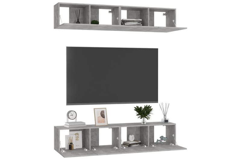 TV-benker 4 stk betonggrå 80x30x30 cm sponplate - Grå - TV-skap