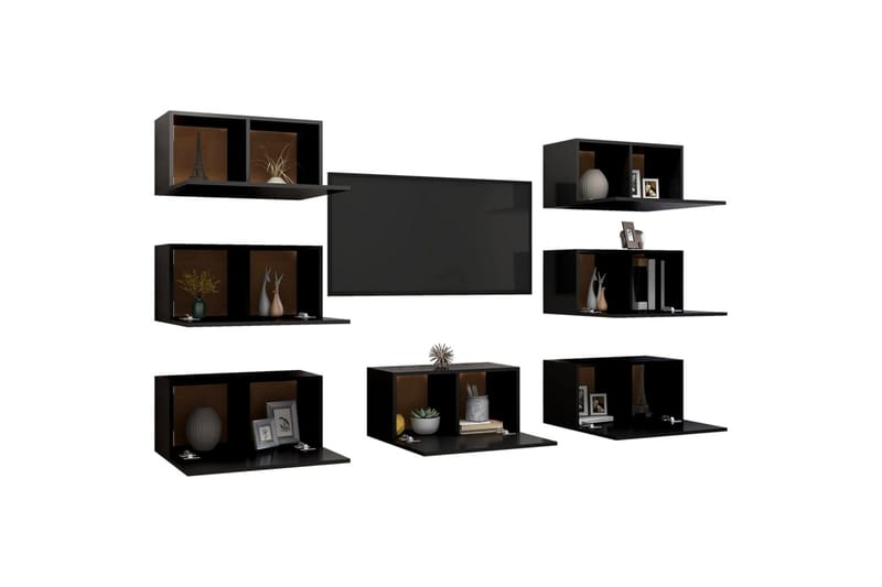 TV-benker 7 stk svart 30,5x30x60 cm sponplate - Svart - TV-skap