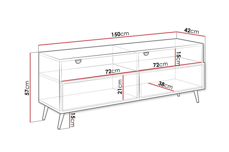 TV-skap Kintore 150 cm - Svart - Møbler - TV- & Mediamøbler - TV-skap
