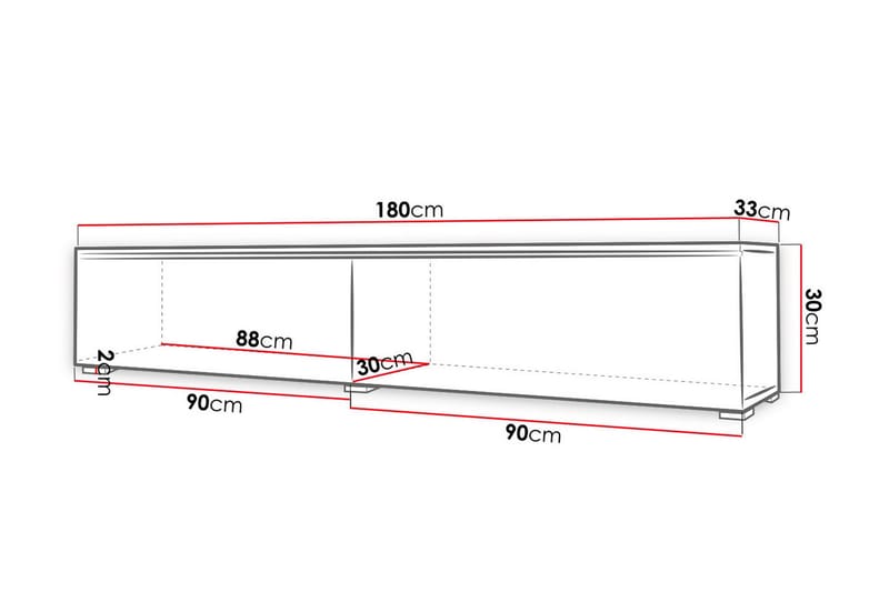 Tv-skap Lourmais 180 cm - Hvit/Grå - TV-skap