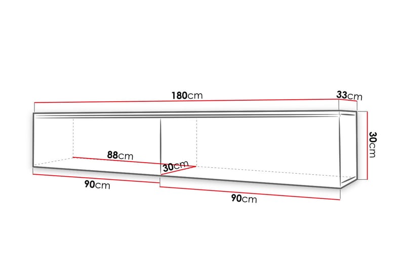 Tv-skap Lourmais 180 cm - Hvit/Grå - TV-skap