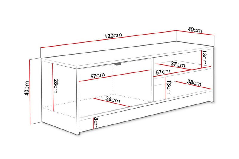 TV-skap Novaj 120 cm - Hvid - TV-skap