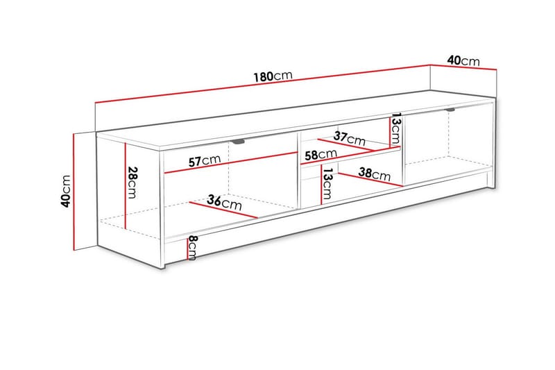 TV-skap Novaj 180 cm - Hvid - TV-skap