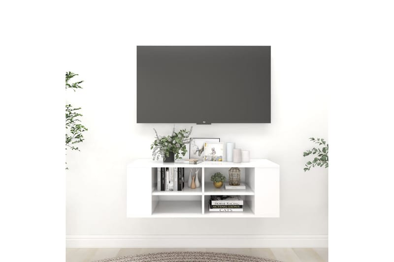 Vegghengt TV-benk hvit 102x35x35 cm sponplate - Hvit - TV-skap