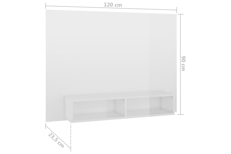 Veggmontert TV-benk høyglans hvit 120x23,5x90 cm sponplate - Hvit - TV-skap