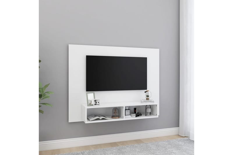 Veggmontert TV-benk hvit 120x23,5x90 cm sponplate - Hvit - TV-skap