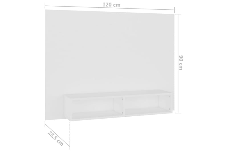 Veggmontert TV-benk hvit 120x23,5x90 cm sponplate - Hvit - TV-skap