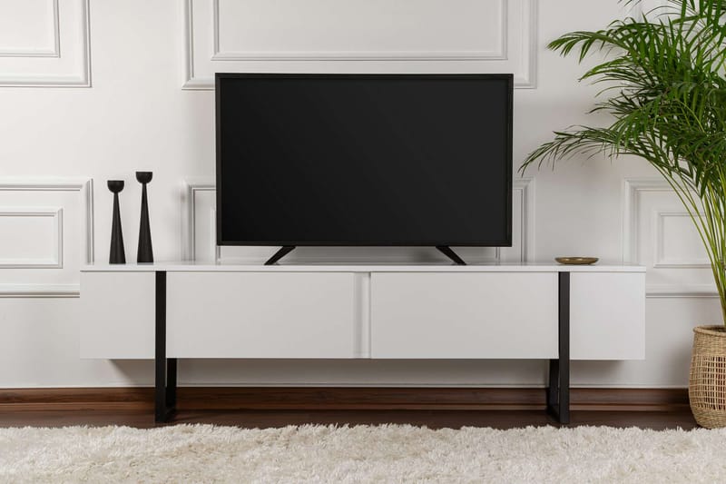 TV Stand Nordure Vit finish Svart - Møbler - TV- & Mediamøbler - TV benk & mediabenk