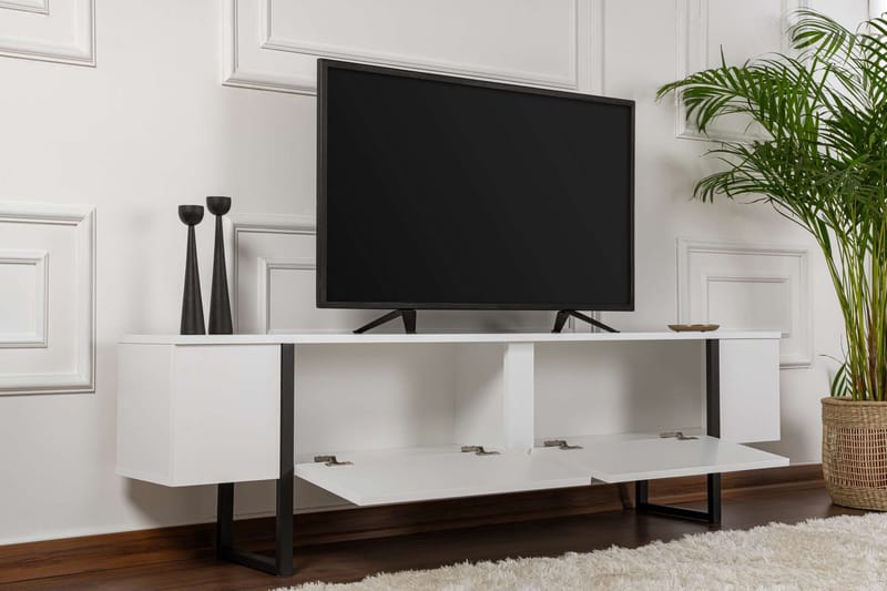 TV Stand Nordure Vit finish Svart - Møbler - TV- & Mediamøbler - TV benk & mediabenk