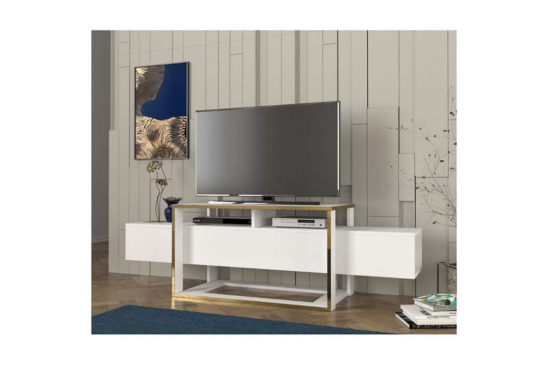Urt TV-benk 160 cm - Gull/Hvit - Møbler - TV- & Mediamøbler - TV benk & mediabenk