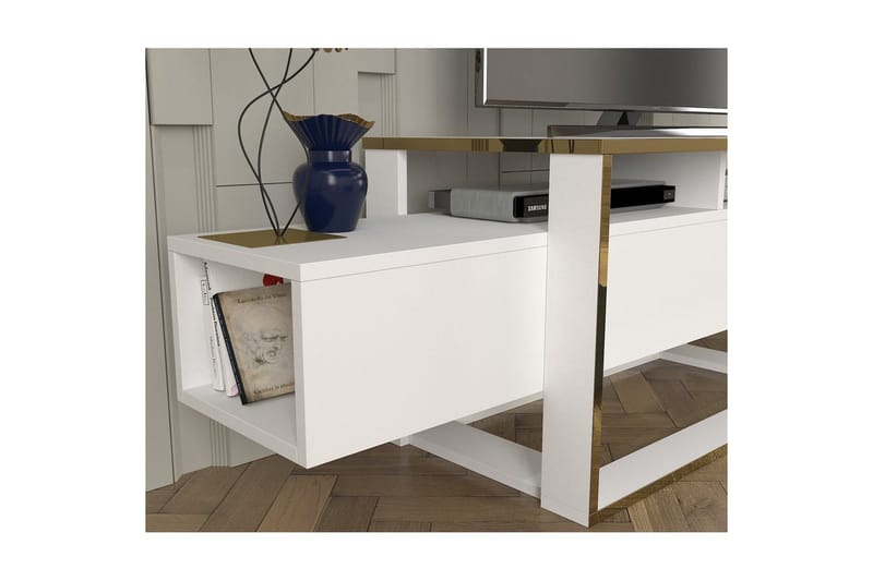 Urt TV-benk 160 cm - Gull/Hvit - Møbler - TV- & Mediamøbler - TV benk & mediabenk