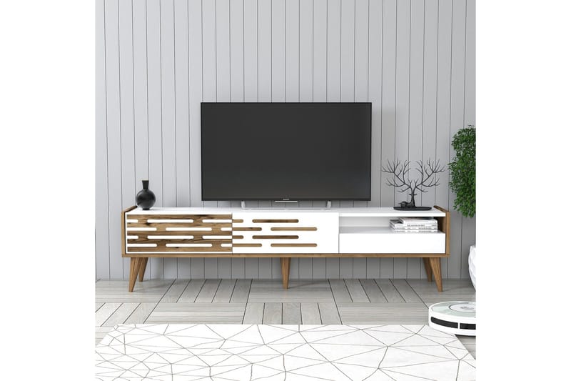 Valensiya TV-benk 180 cm - Valnøtt/Hvit - Møbler - TV- & Mediamøbler - TV benk & mediabenk