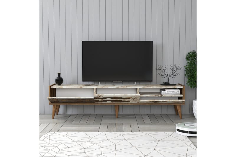 Valensiya TV-benk 180 cm - Valnøtt/Hvit - Møbler - TV- & Mediamøbler - TV benk & mediabenk