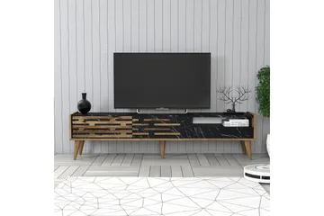 Valensiya TV-benk 180 cm - Valnøtt/Svart/Marmor - Møbler - TV- & Mediamøbler - TV benk & mediabenk