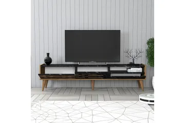 Valensiya TV-benk 180 cm - Valnøtt/Svart/Marmor - Møbler - TV- & Mediamøbler - TV benk & mediabenk