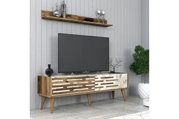 Valensiya TV-møbelsett 140x45 cm - Valnøtt/Hvit/Marmor - Møbler - TV- & Mediamøbler - TV-møbelsett