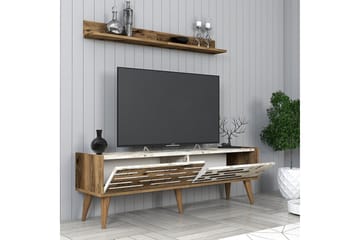 Valensiya TV-møbelsett 140x45 cm - Valnøtt/Hvit/Marmor - Møbler - TV- & Mediamøbler - TV-møbelsett