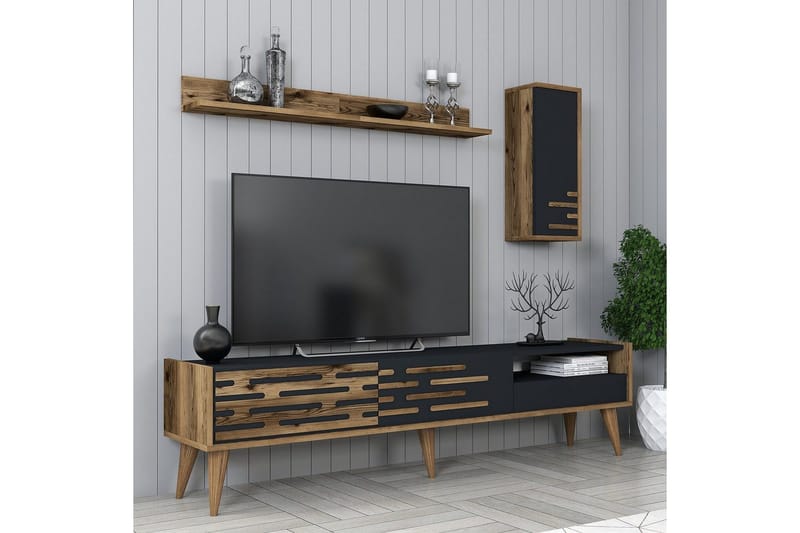 Valensiya TV-skap 180 cm - Valnøtt/Antrasitt - Møbler - TV- & Mediamøbler - TV-møbelsett