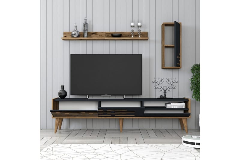 Valensiya TV-skap 180 cm - Valnøtt/Antrasitt - Møbler - TV- & Mediamøbler - TV-møbelsett